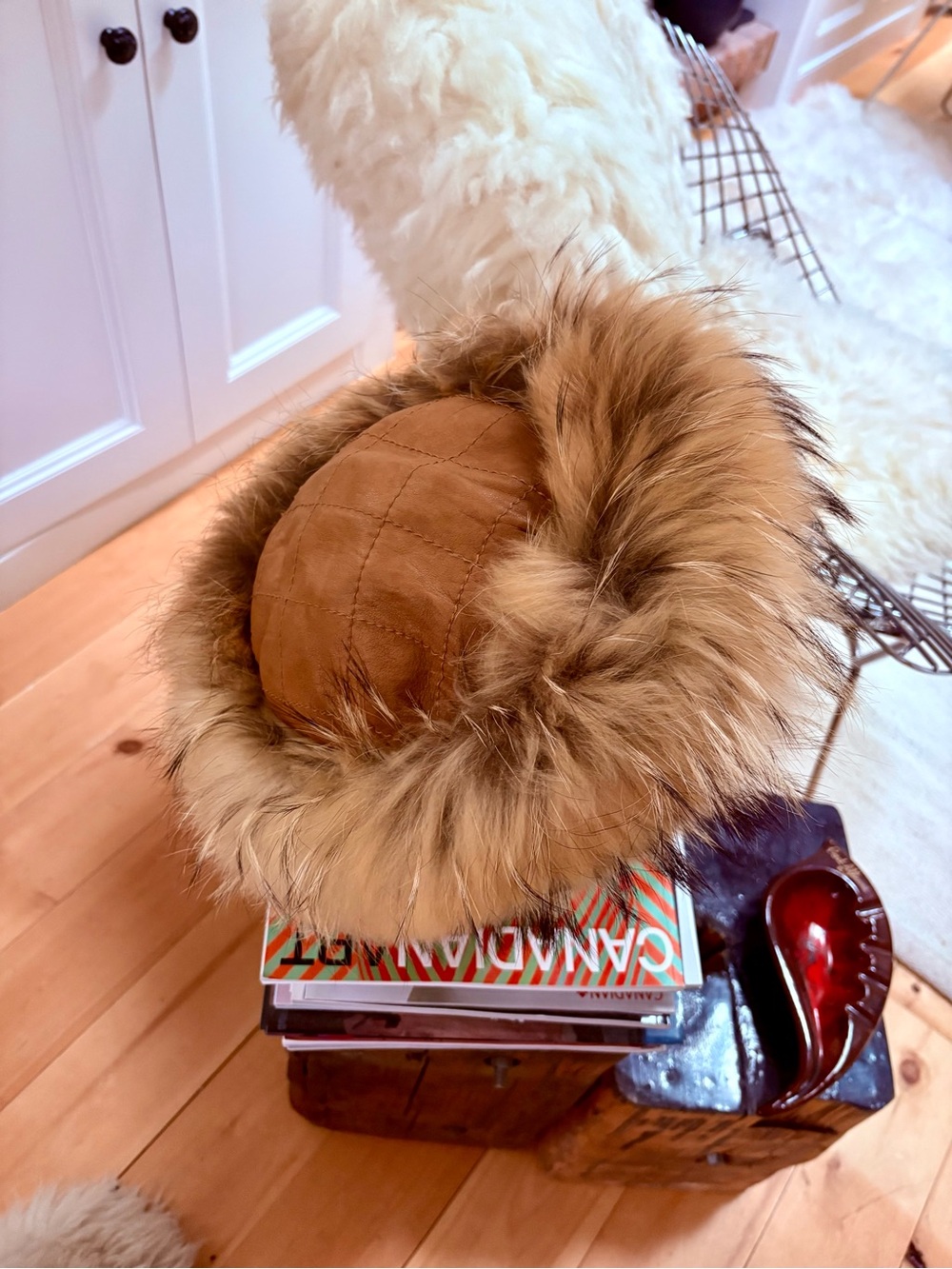 Vintage fur and leather Brown Decorative Accent Hat - Unbranded